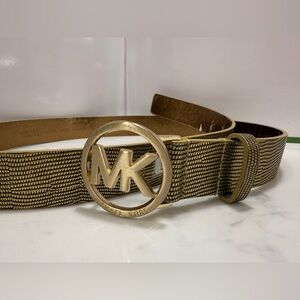 Michael Kors MK Gold Leather Snake Skin Look Belt - 42"